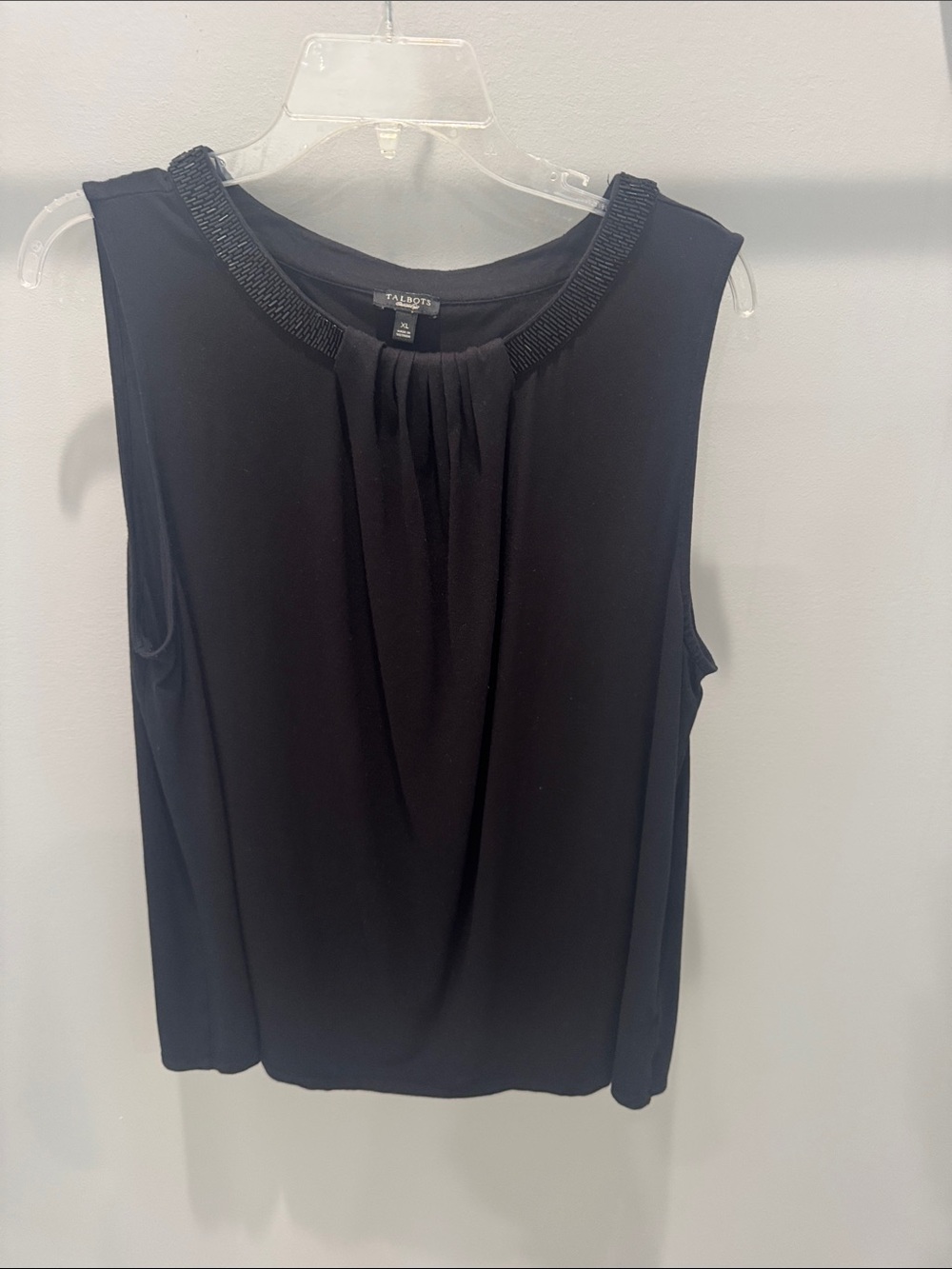 Talbots Black Sleeveless Beaded Neck blouse